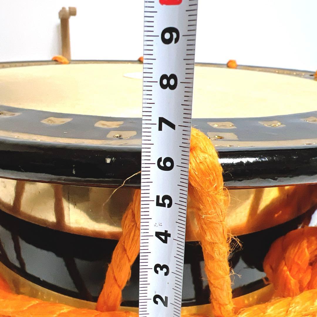 【良品】締め太鼓　和太鼓 35.5cm x 16cm 木製スタンド　金彩　蒔絵