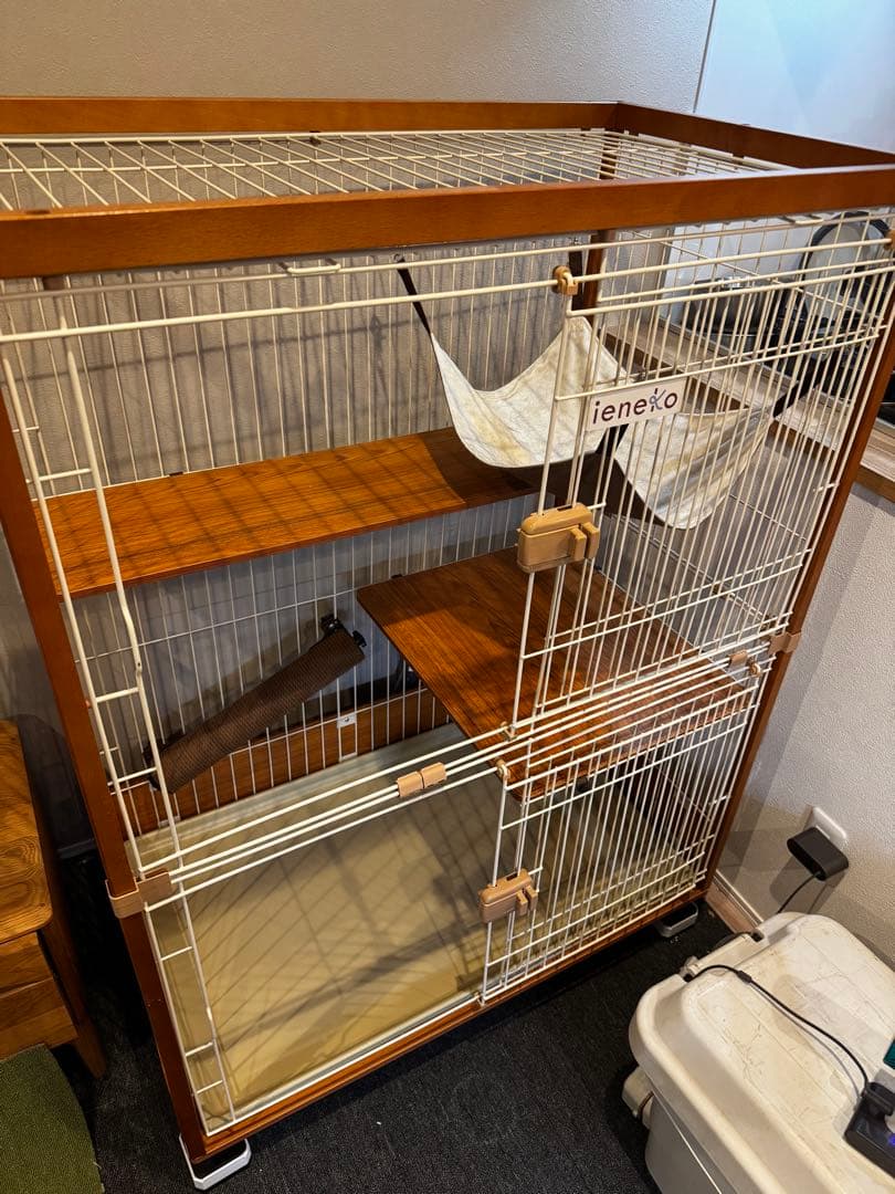 ieneko キャットケージ 2段 ブラウン