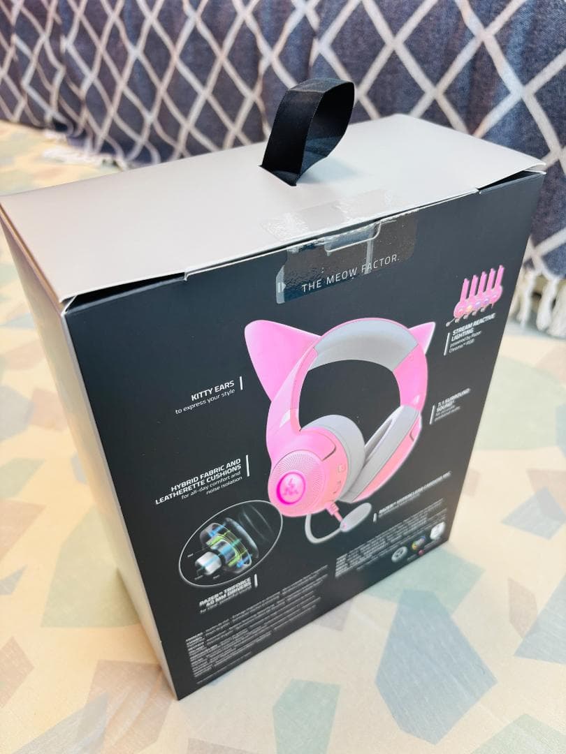 【新古品】Kraken Kitty V2 USBヘッドホン 猫耳ピンク ライト有