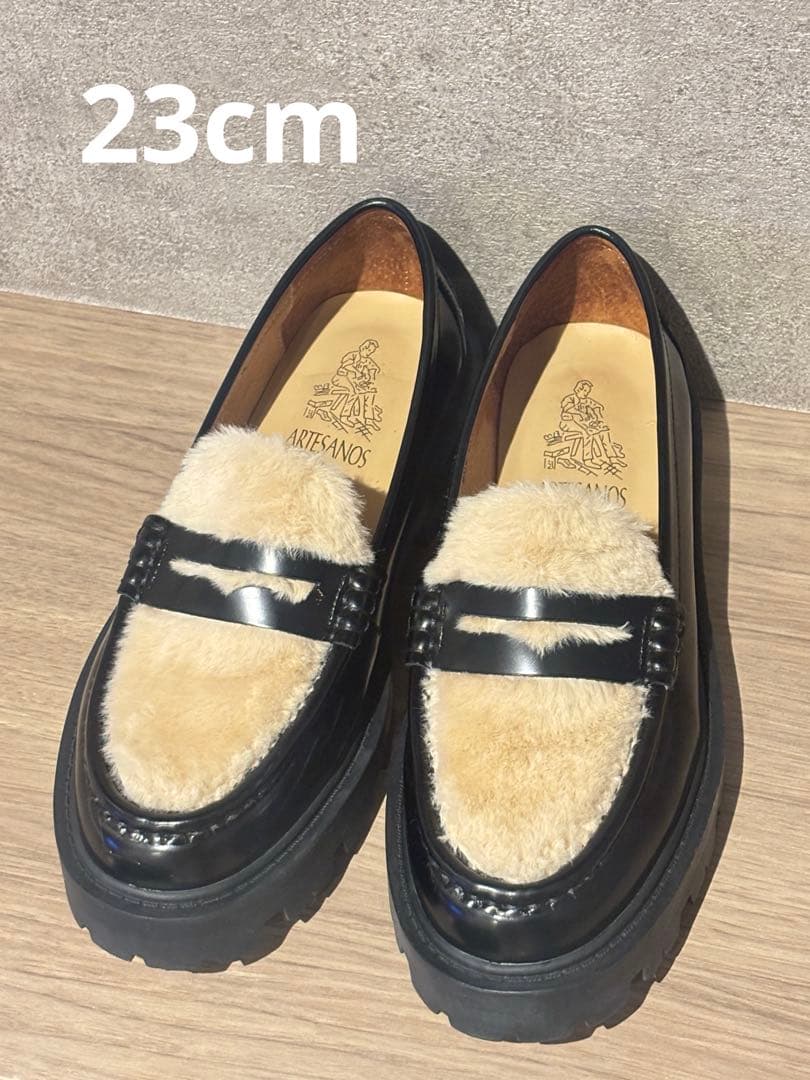 ARTESANOS アルテサノス ファーローファー ブラック 23cm