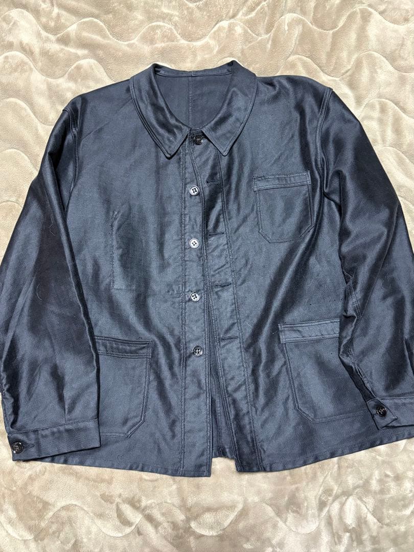 ブラックモールスキンジャケット フレンチヴィンテージ ユーロヴィンテージ