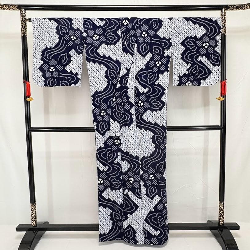 ゆりのはな　絞り浴衣　有松鳴海絞り　手蜘蛛絞り　総絞り　綿　トール　G702