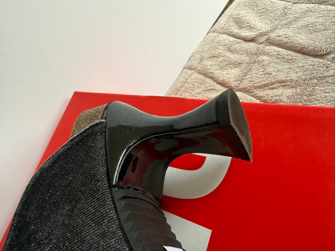 5000円オフ！美品！Diesel ロゴブラックデニム　サンダル 23cm