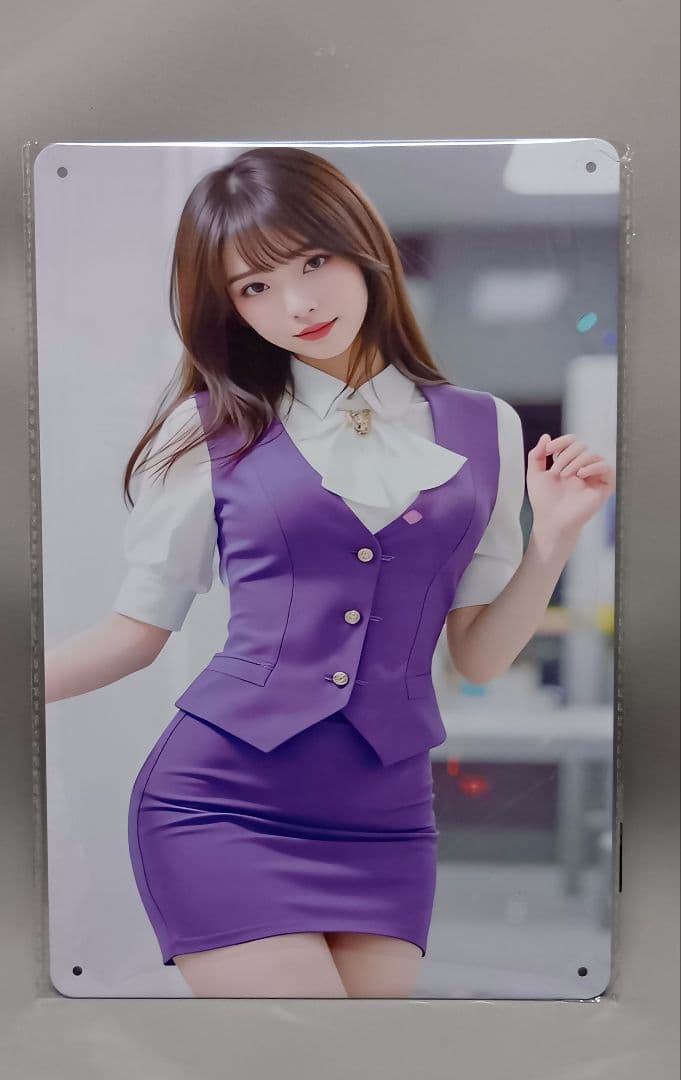 頭*L様 メタルポスター【ブリキ看板】美人OL