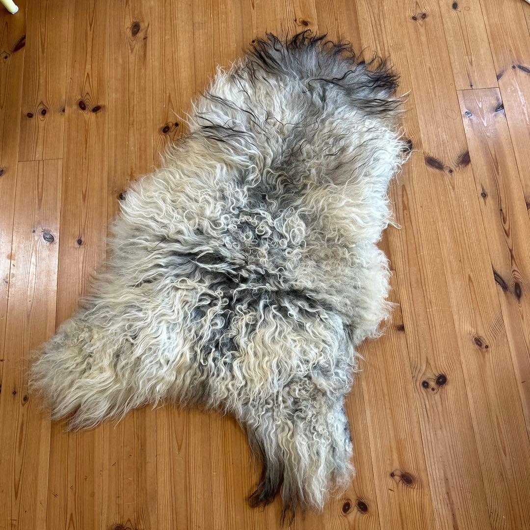 羊毛ラグ 白黒混合