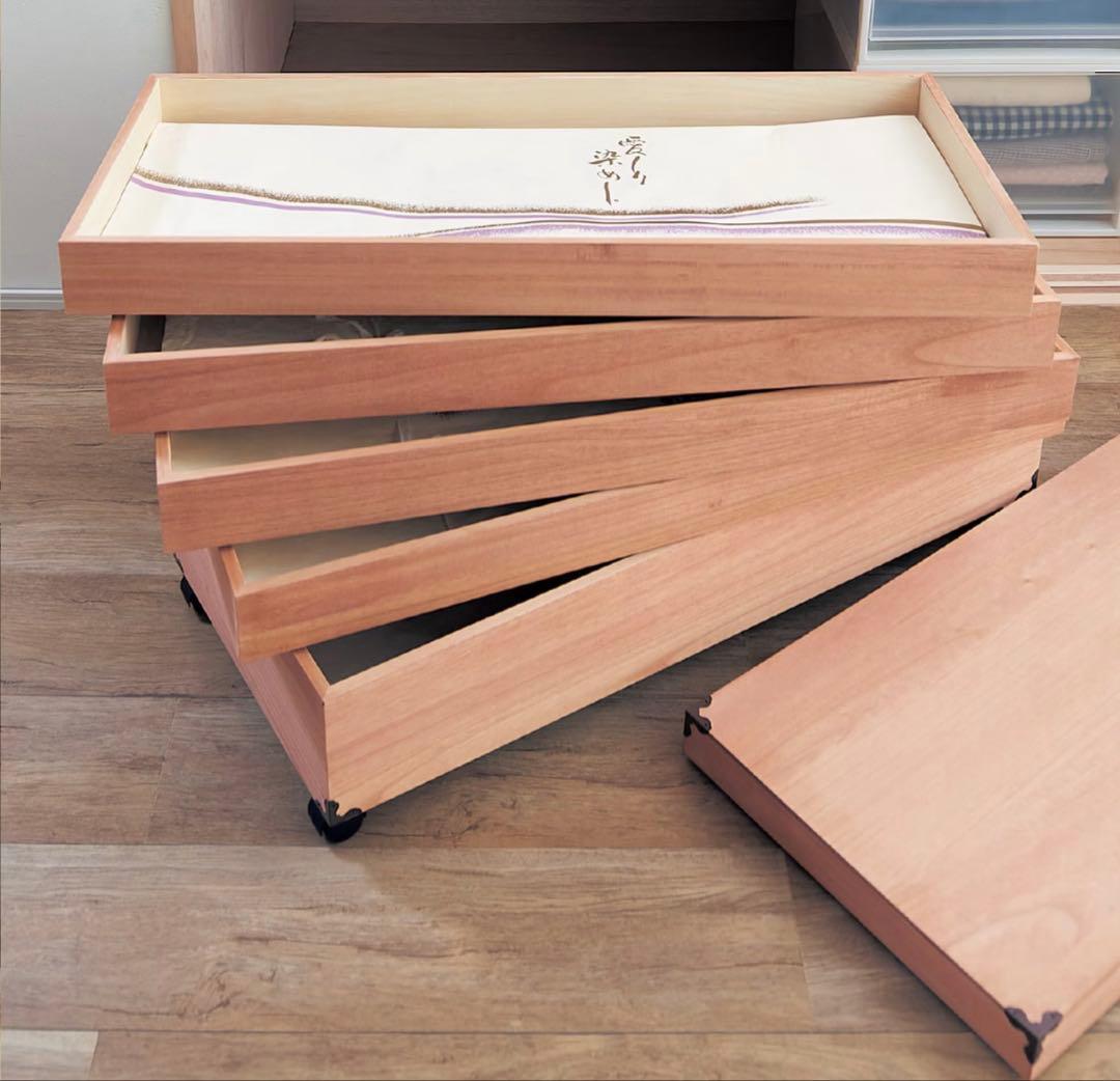 桐衣装箱４段収納ケース　着物　桐箪笥　柿渋仕上げ