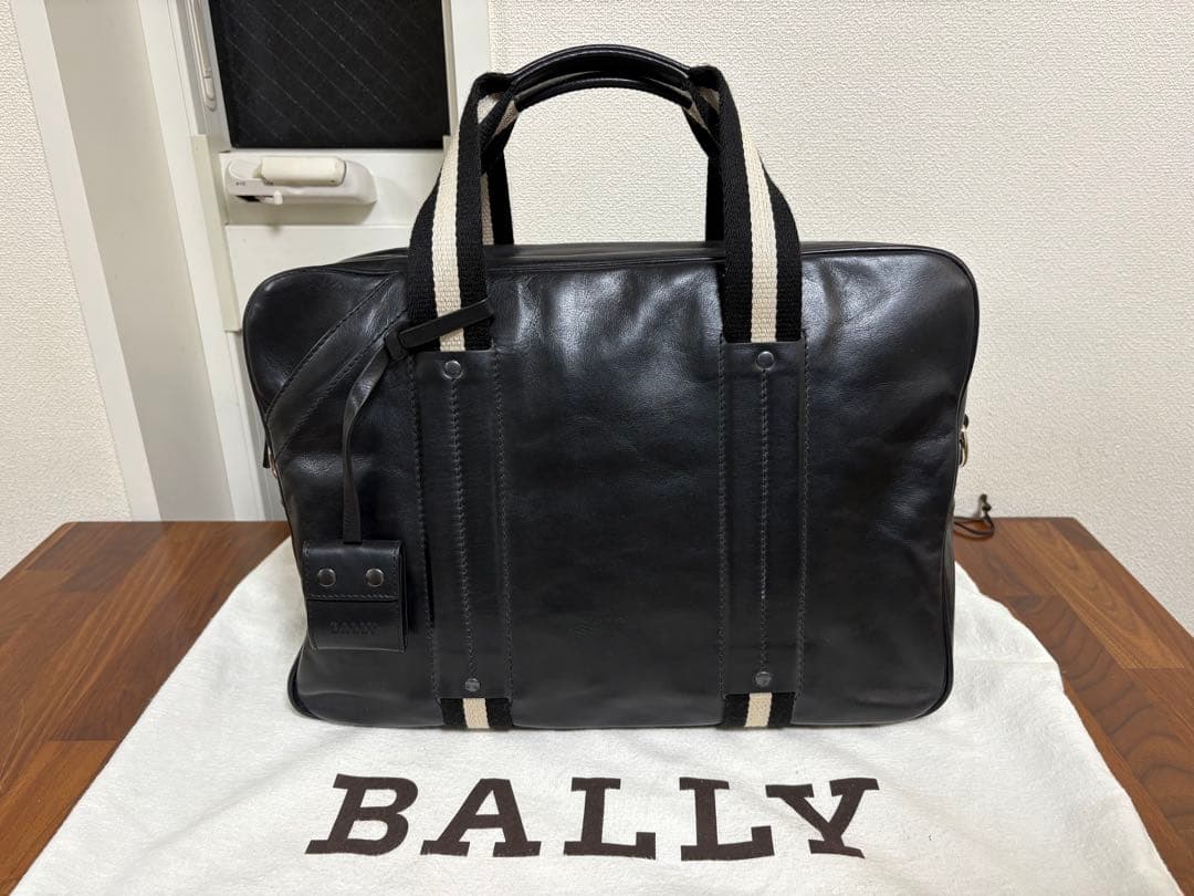 BALLY バリー ブリーフケース ビジネスバッグ ストライプ 本革 黒
