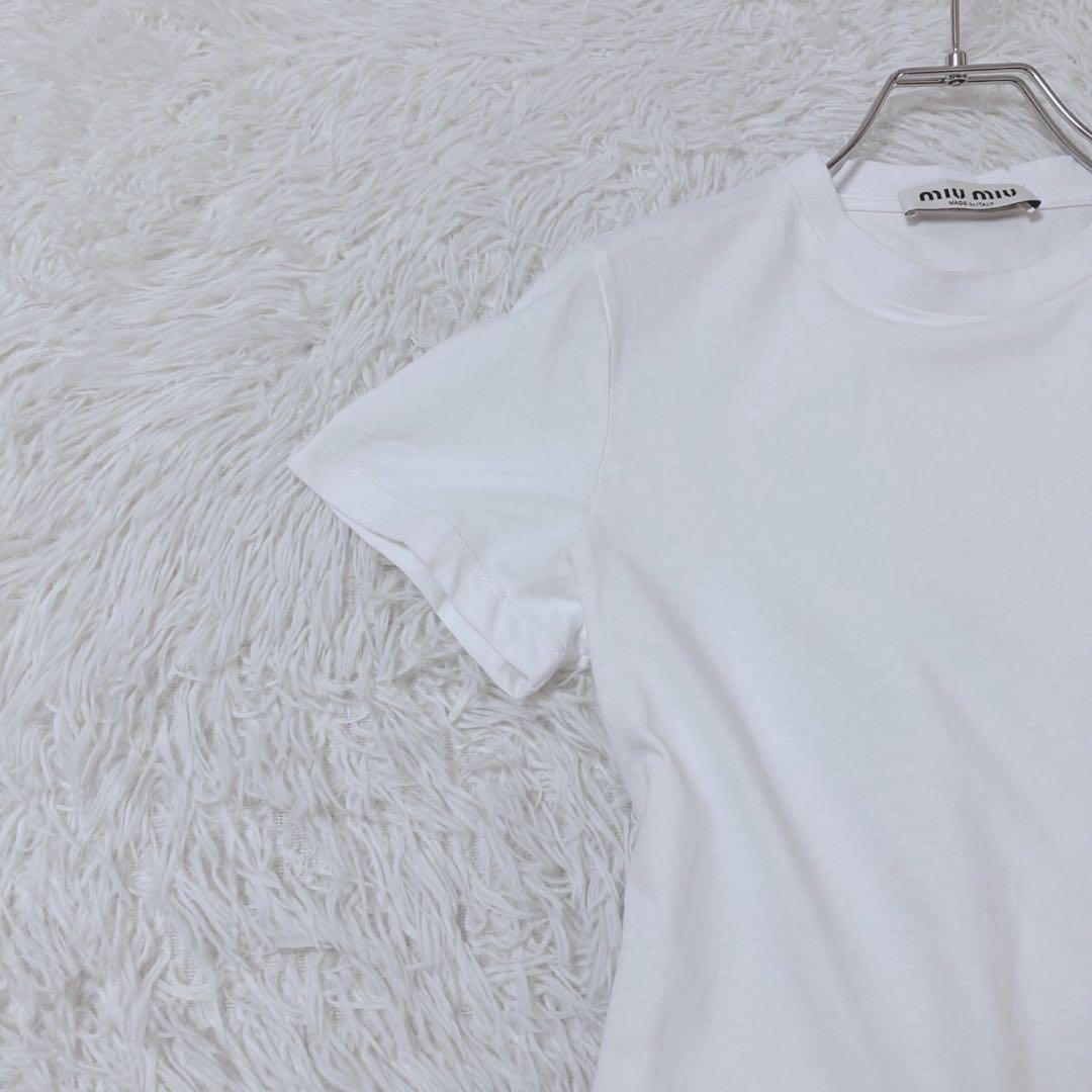 ミュウミュウ　半袖Tシャツ　トップス　カットソー　ロゴ　イタリア製　ハート　S
