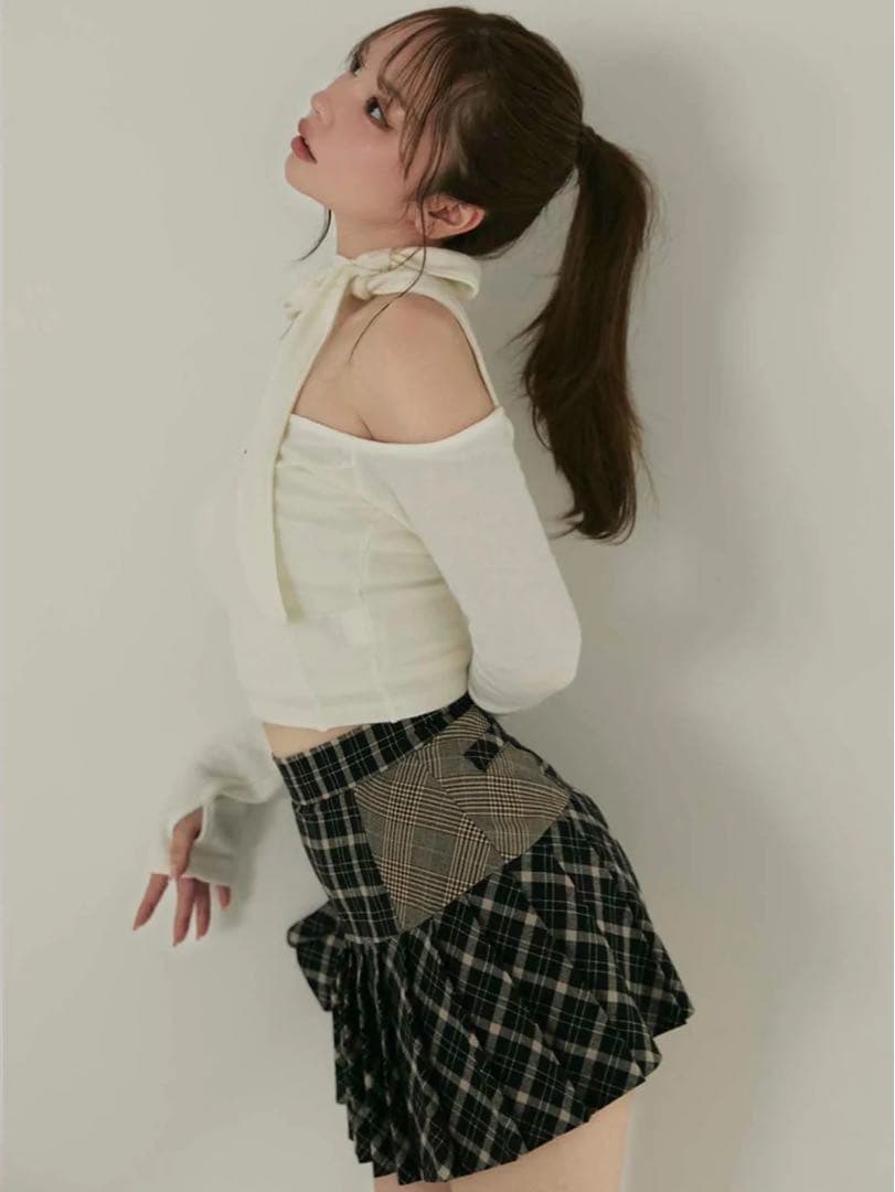 スカート Coco check pleats skirt black S