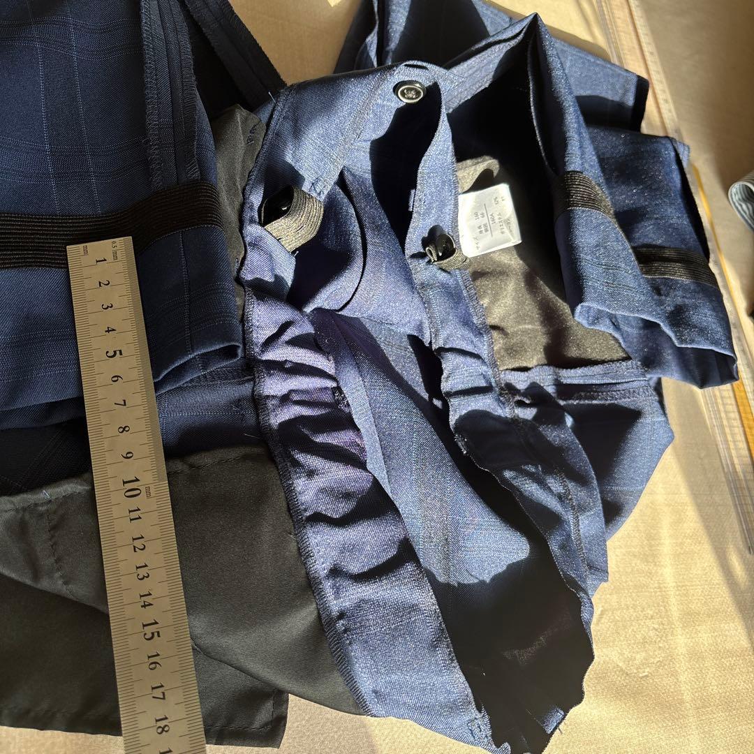 極美品✨ワンダーファクトリー　男子フォーマルスーツ　ネイビー　チェック① ②