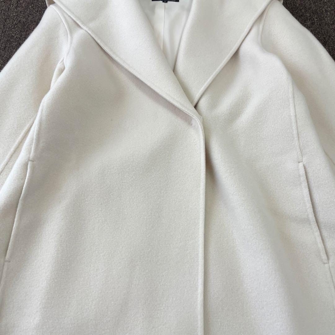 23区 ウールリバーコート フード付き ミドル丈 アウター アイボリー 36 S