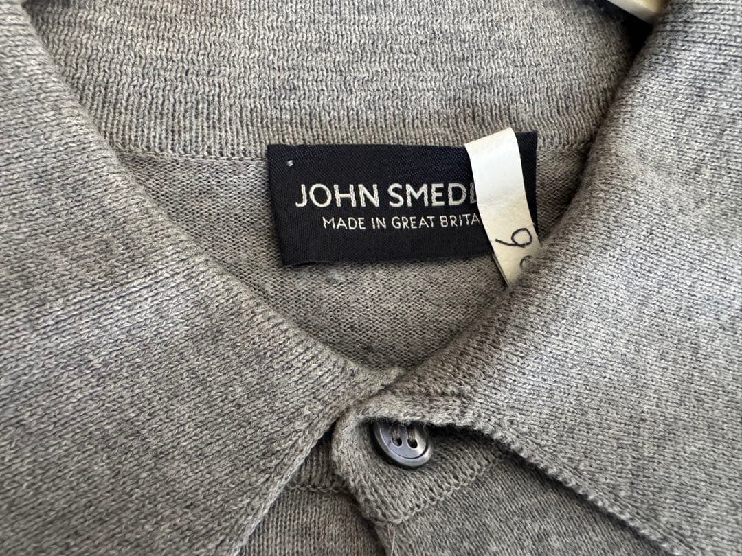 JOHN SMEDLEY グレー 長袖 シーアイランドコットンニットポロ