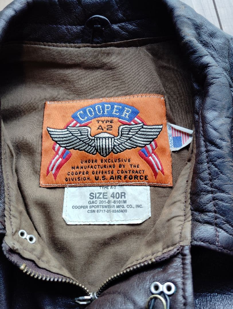 この状態COOPER A2 レザージャケット 40R ダークブラウン格安です