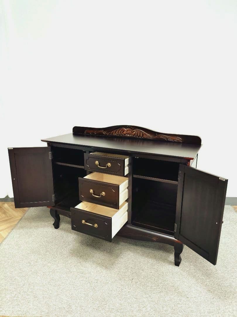 未使用アウトレット アンティーク調 猫脚 キャビネット マホガニー サイドボード