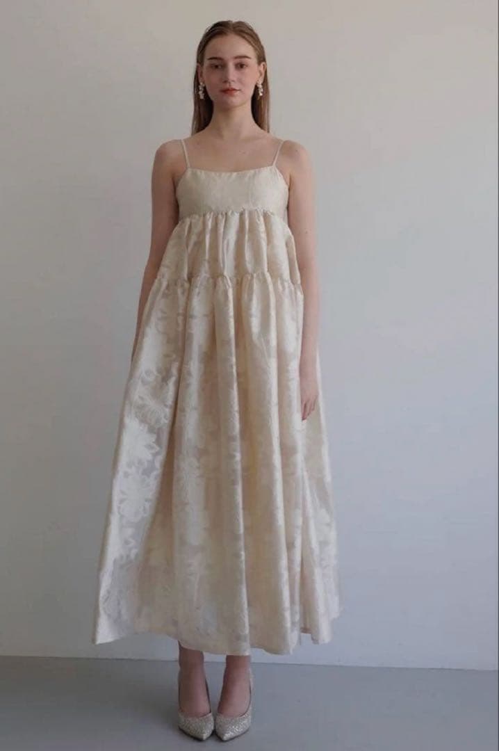 ワンピース Acka. jacquard volume camisole dress