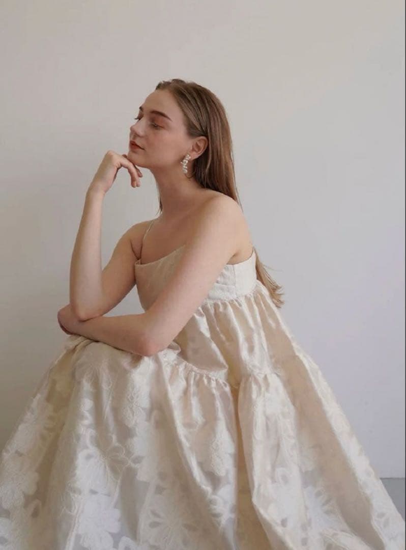 ワンピース Acka. jacquard volume camisole dress