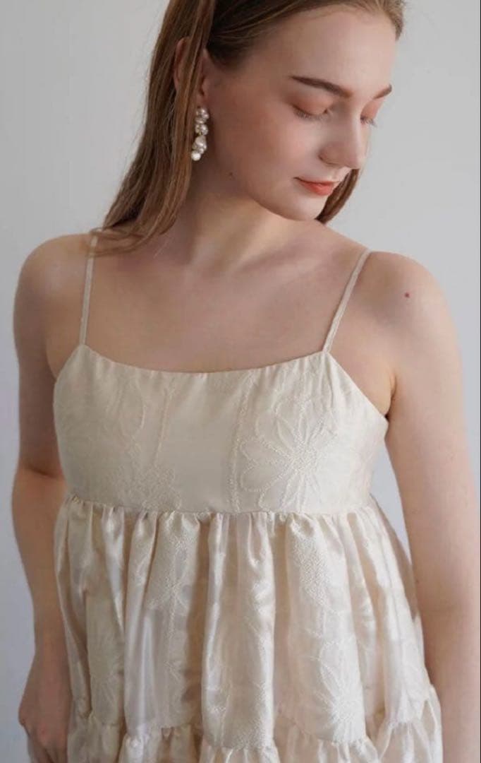 ワンピース Acka. jacquard volume camisole dress