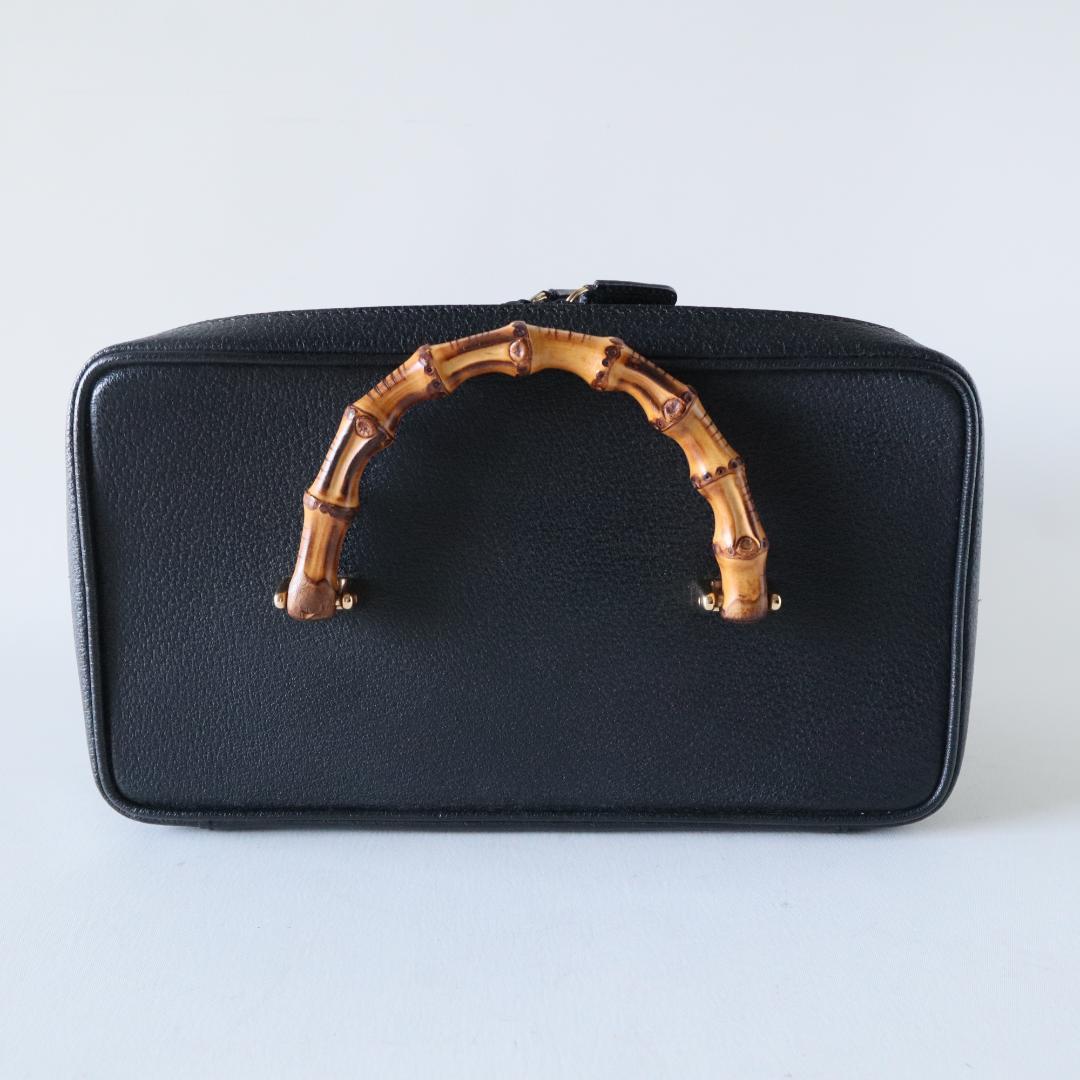 グッチ　バニティバッグ　バンブー×ピッグスキン　黒　メイクボックス