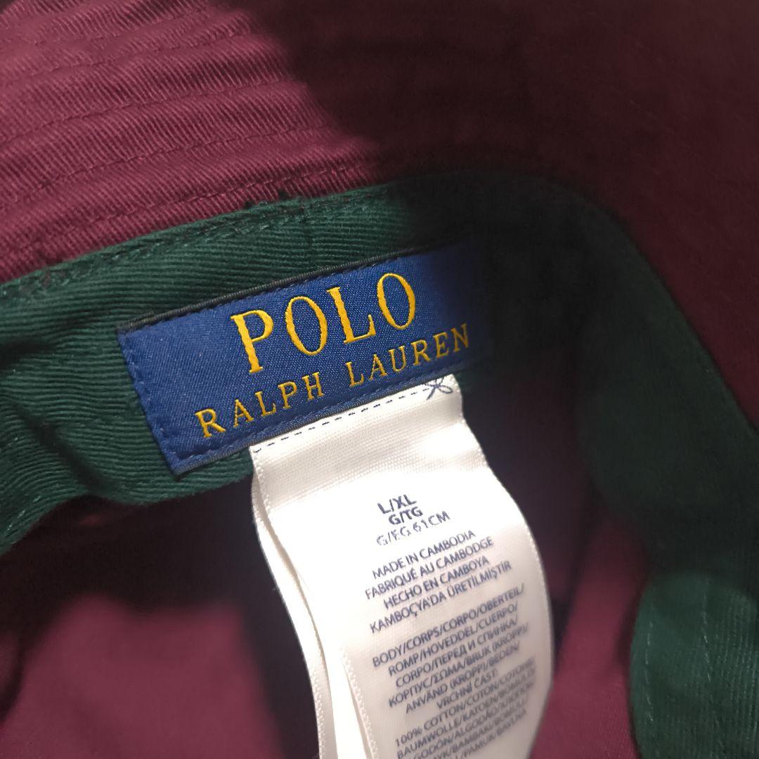 完売品 ラルフローレン バケットハット L/XL クレスト ワインレッド