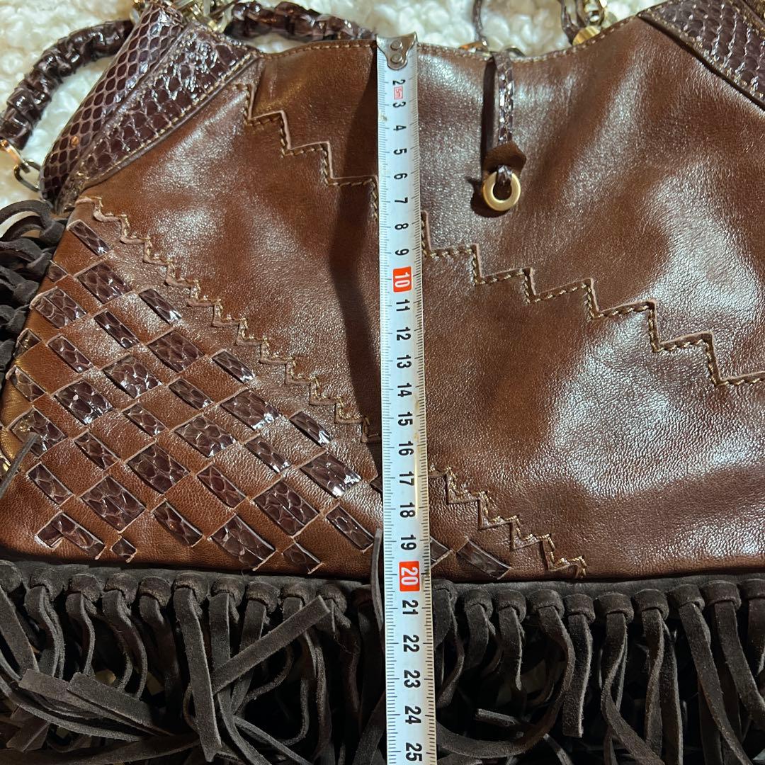 ジミーチュウ フリンジショルダーバック ブラウン