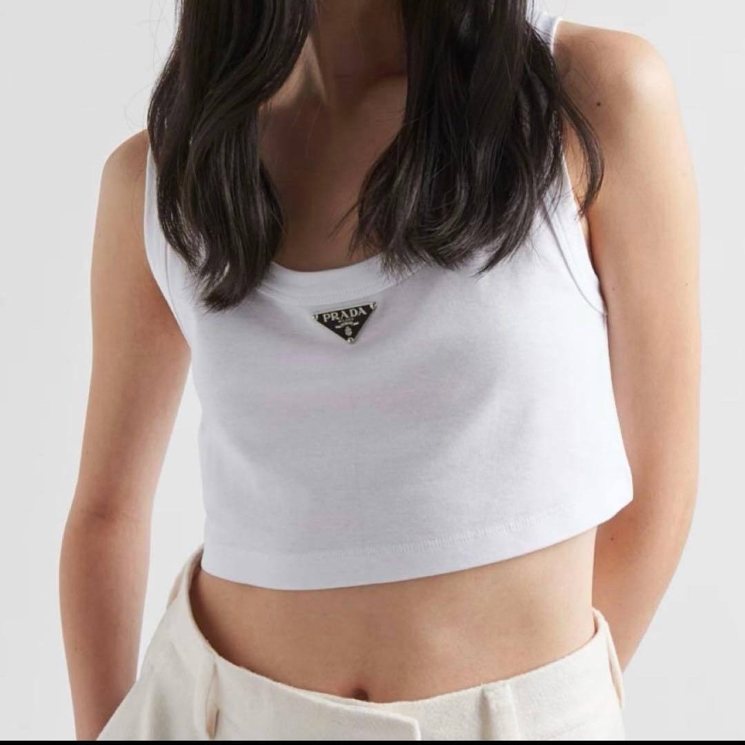 PRADA ジャージー トップ ホワイト