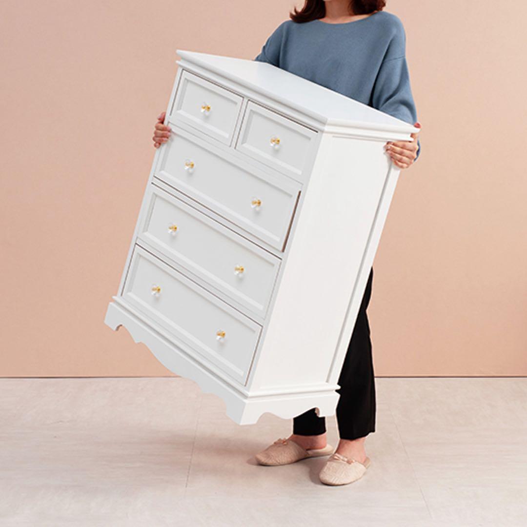 ホワイト 5段チェスト