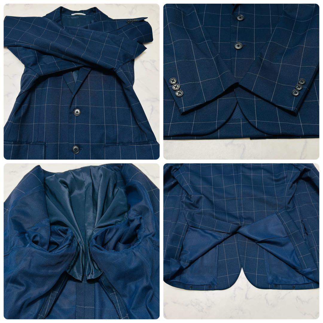 【美品】ユナイテッドアローズ　3ピース ビジネススーツ　チェック ネイビー S