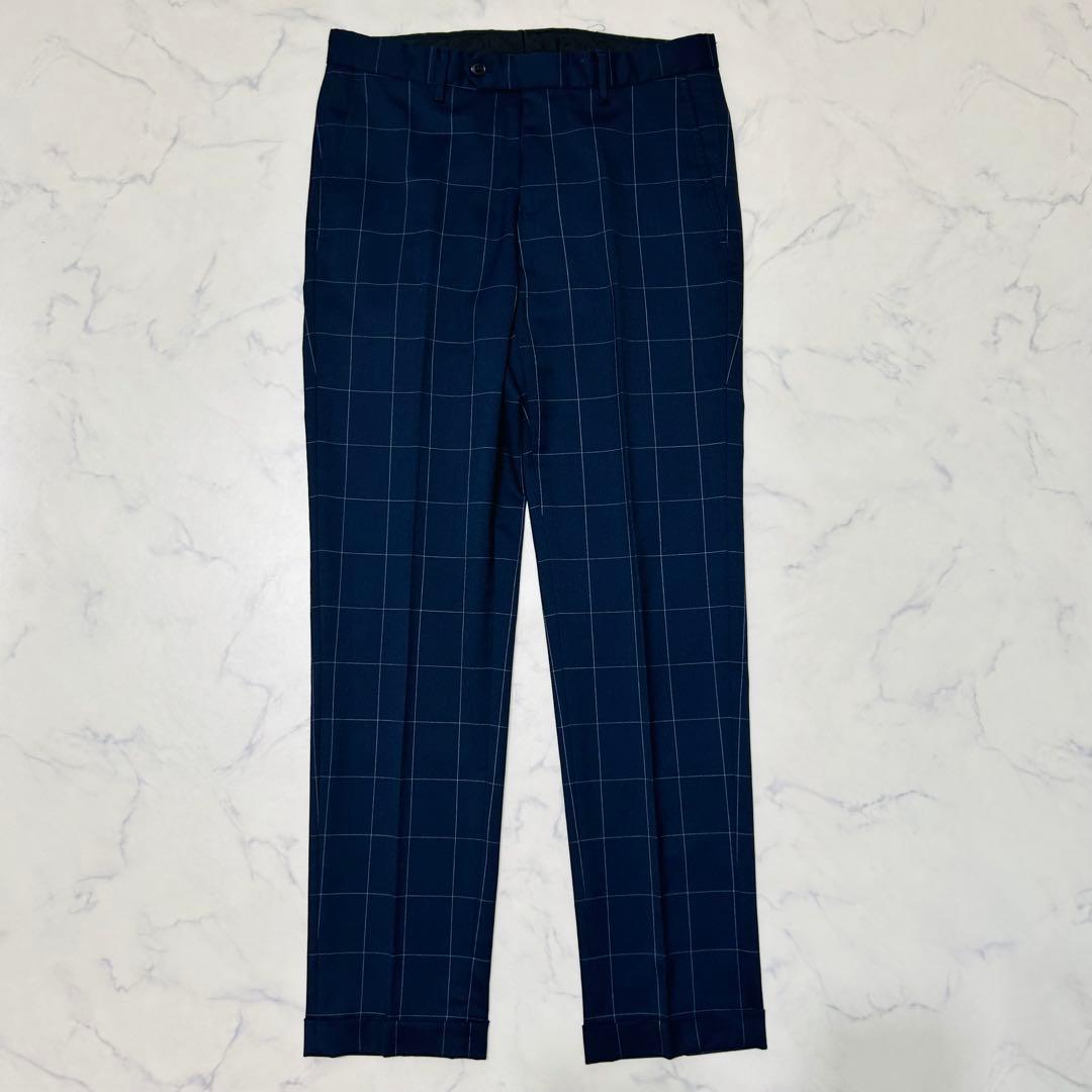 【美品】ユナイテッドアローズ　3ピース ビジネススーツ　チェック ネイビー S