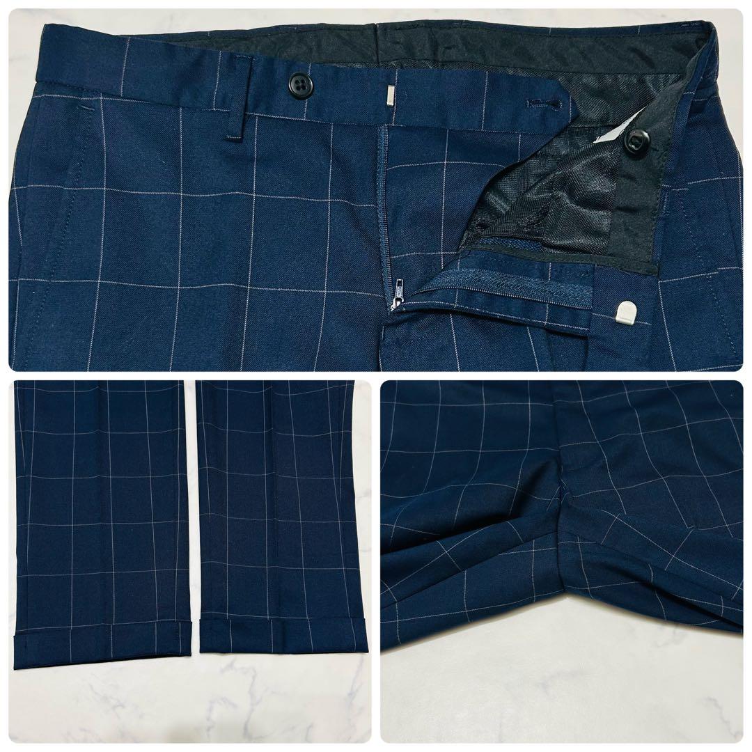 【美品】ユナイテッドアローズ　3ピース ビジネススーツ　チェック ネイビー S