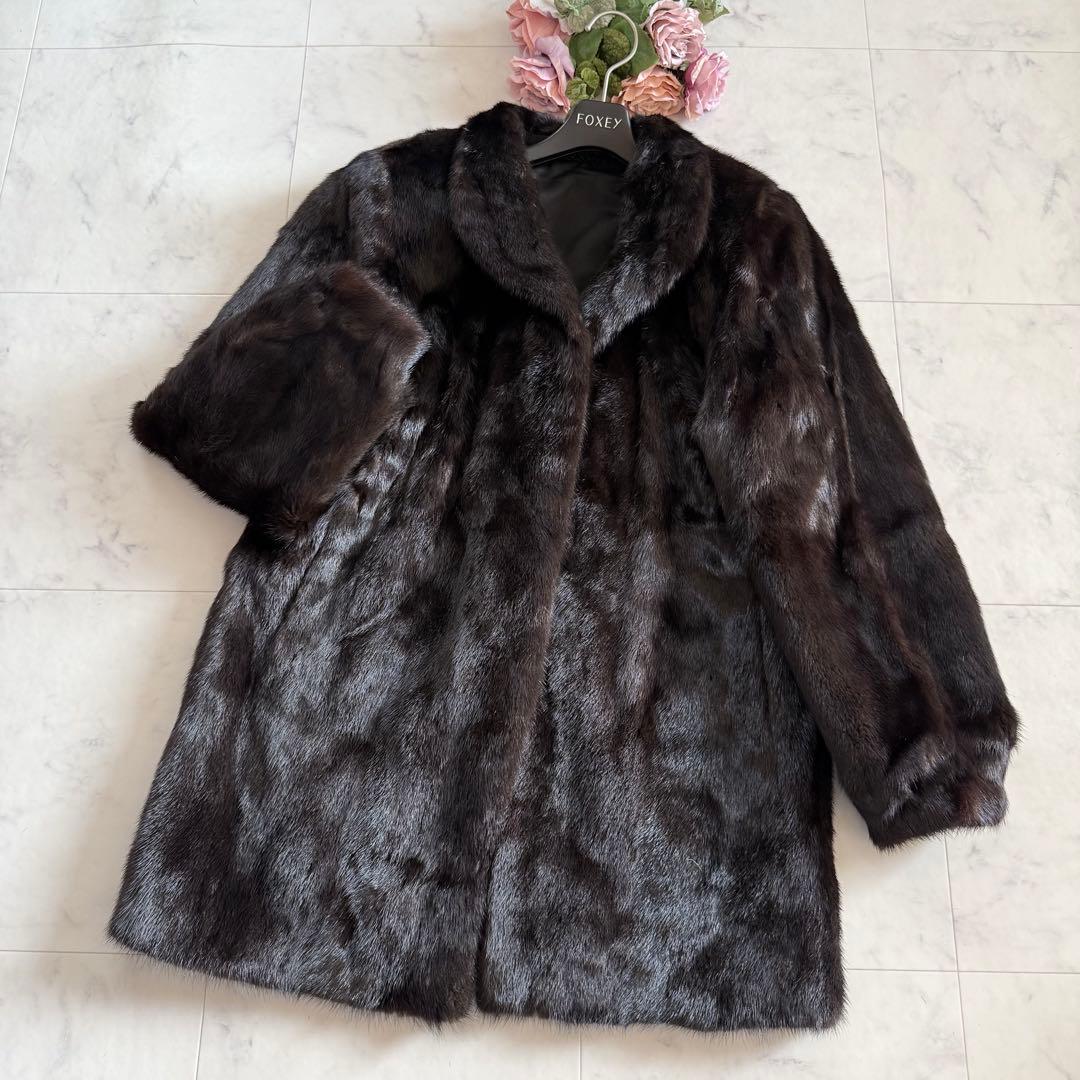 総丈80cm マホガニーミンク ファーコート 毛皮 艶々 毛並み◎ なめし柔らか