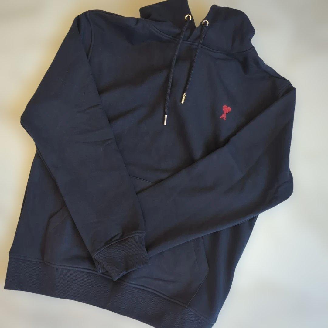 【セール】AMI PARIS パーカー ネイビー L ハート刺繍 ロゴ