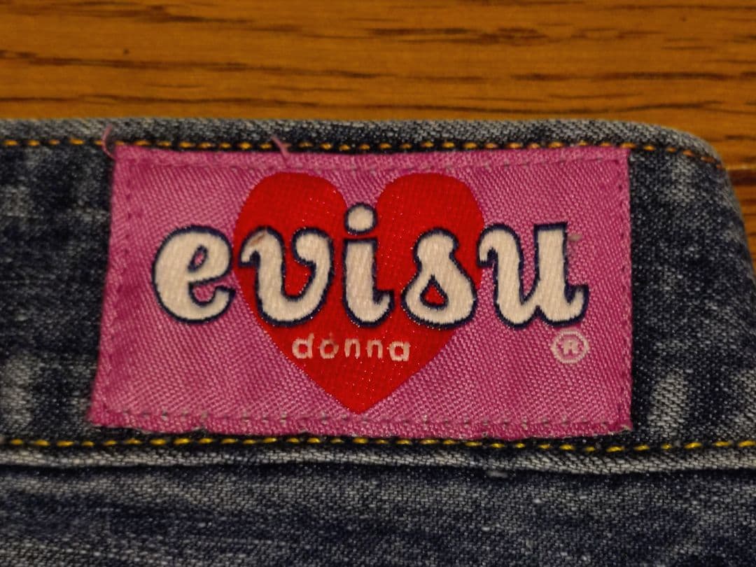【USED】EVISU DONNA_デニムホットパンツ_ホワイトカモメ_Sサイズ