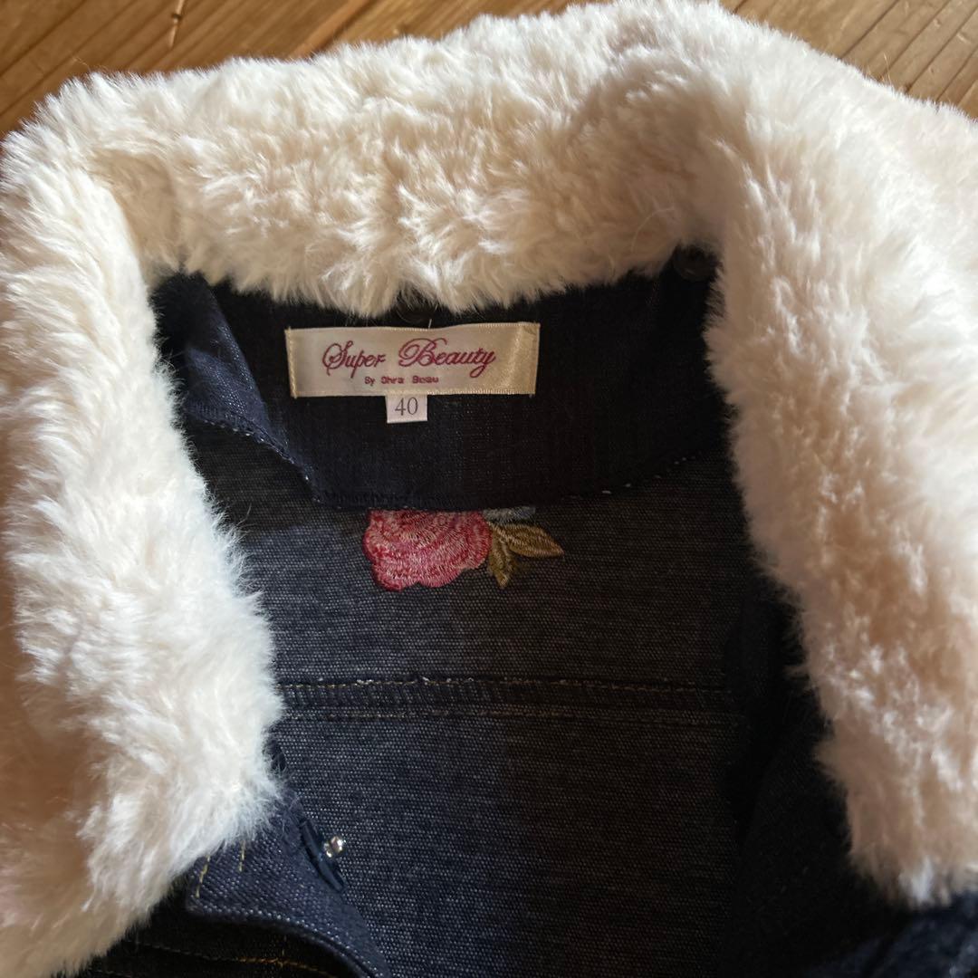 極美品⭐︎スーパービューティー　花柄刺繍デニムジャケット 40サイズ