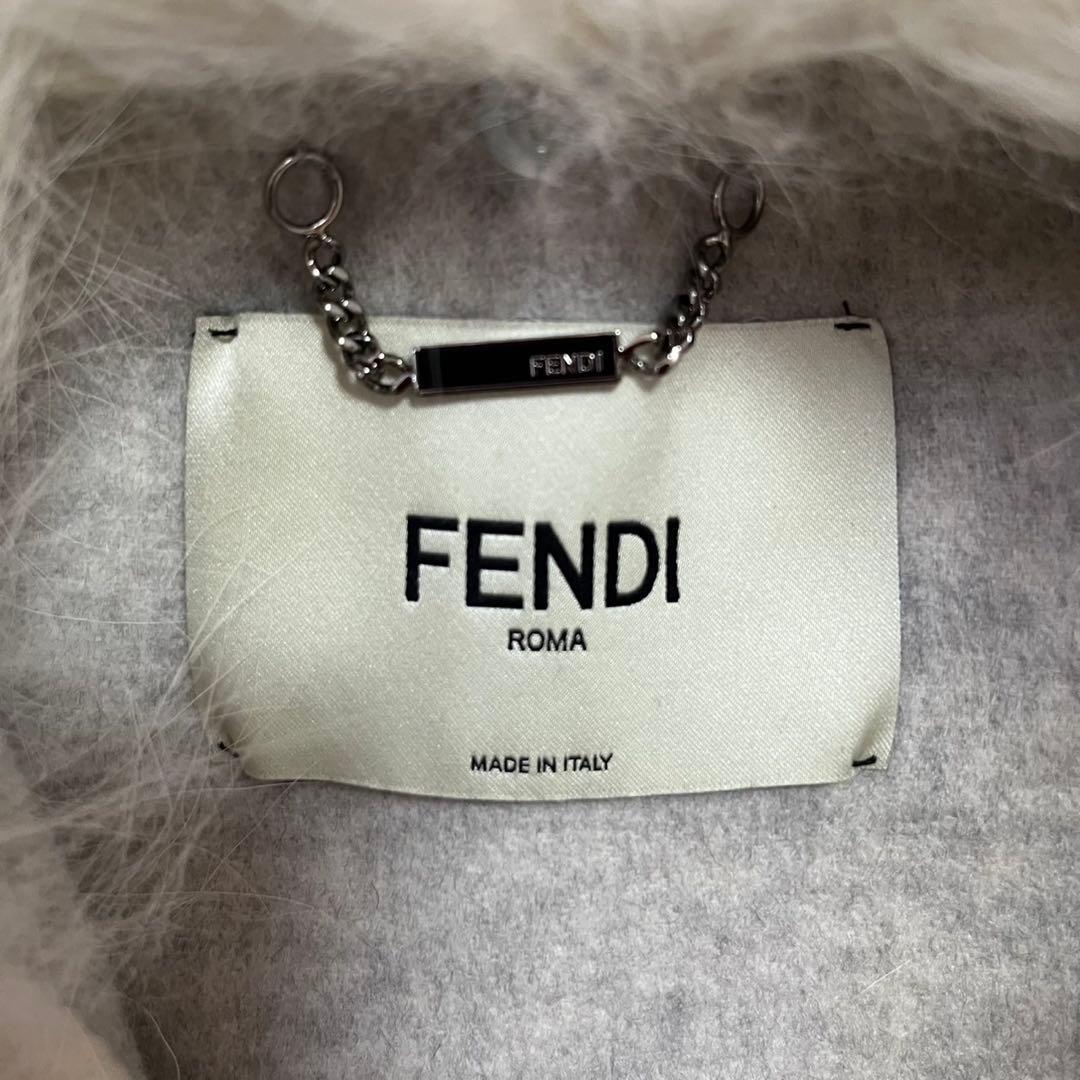 FENDI 毛皮コート カシミヤ100% フォクスファー 42 バイカラー