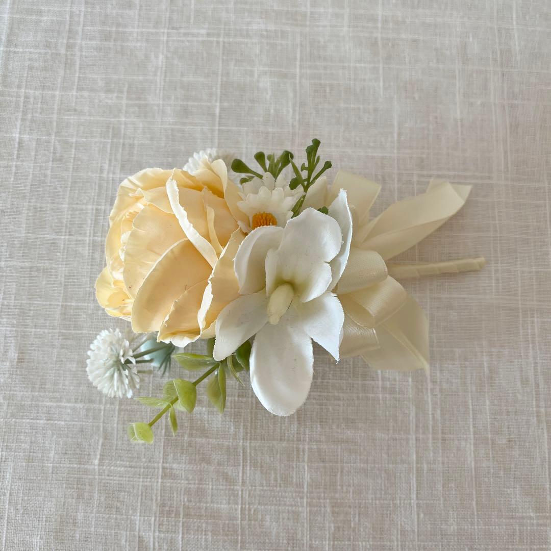 ウェディングブーケとブートニアのセット♡ブライダルブーケ♡イエローブーケ♡ローズ