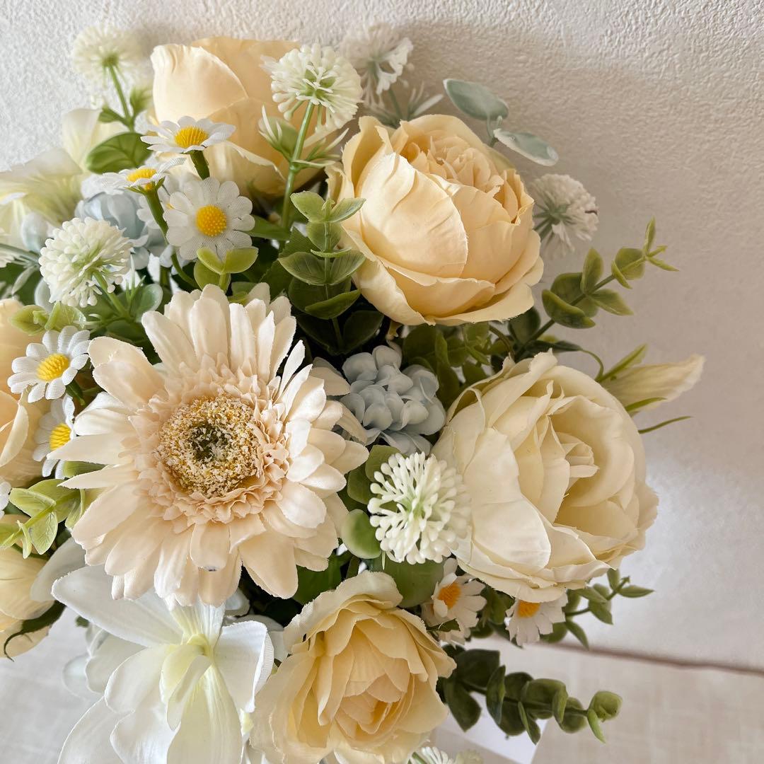 ウェディングブーケとブートニアのセット♡ブライダルブーケ♡イエローブーケ♡ローズ