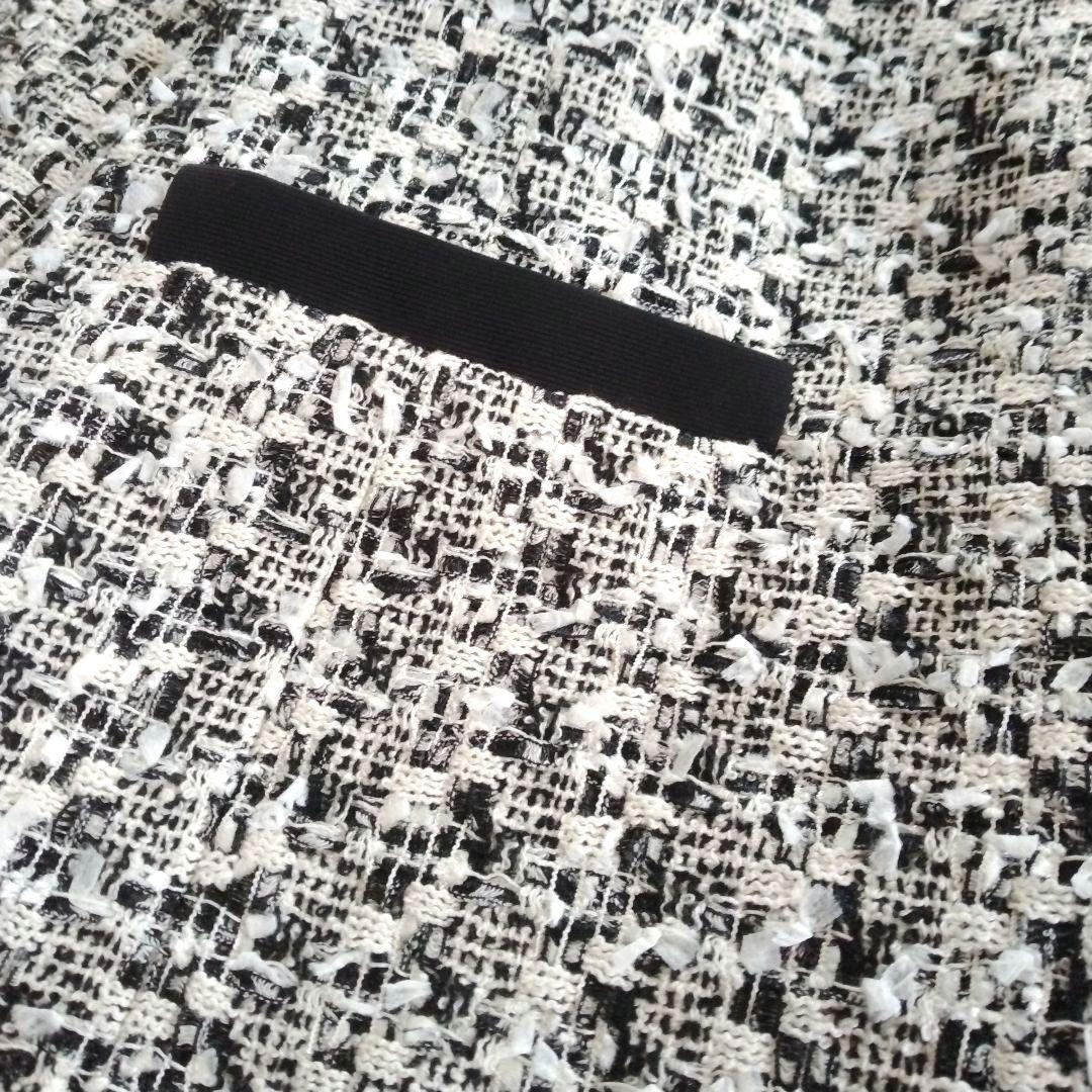 【トゥービーシック】未使用 大きいサイズ 42 ノーカラー ツイード ジャケット