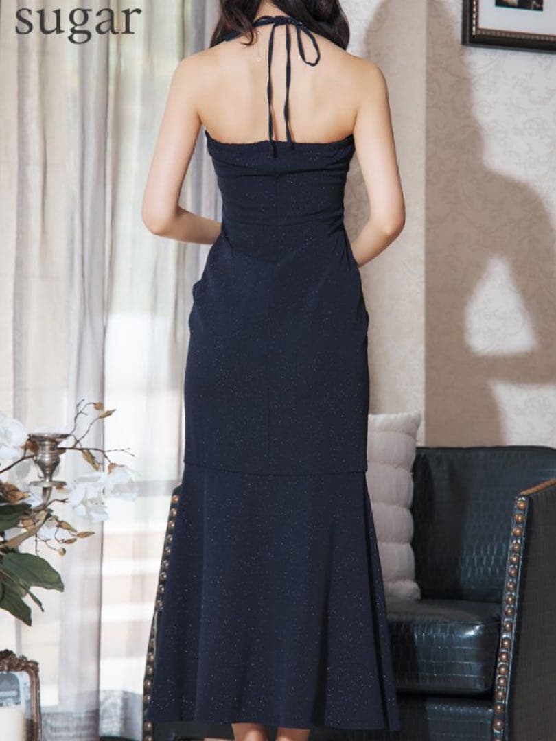 Glossy グロッシー ラメ スリット キャミ ロングドレス キャバドレス