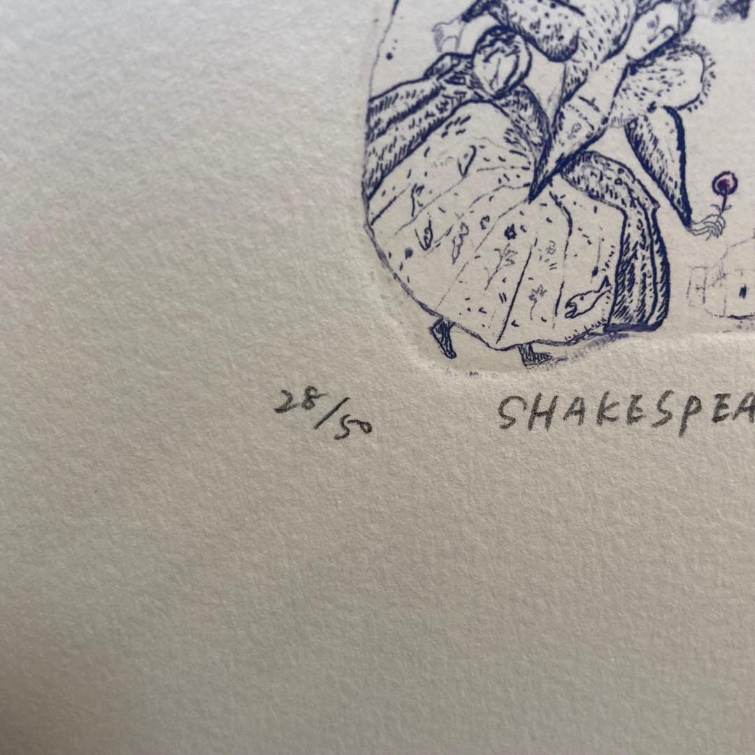 【真作】山本容子「シェークスピア」エッチング 直筆サイン 50部限定 版画