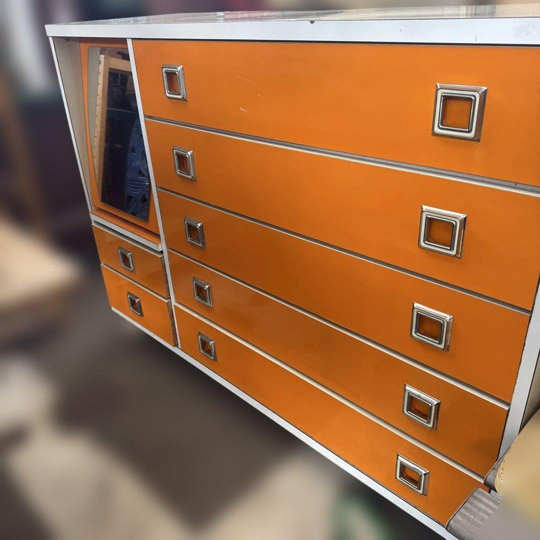 h*o様 昭和レトロ　レトロポップ　オレンジ色の5段チェスト