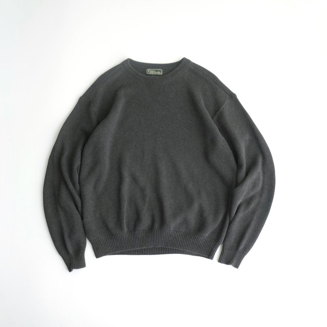 CROFT&BARROW 90s クルーネックコットンニット チャコール XL.
