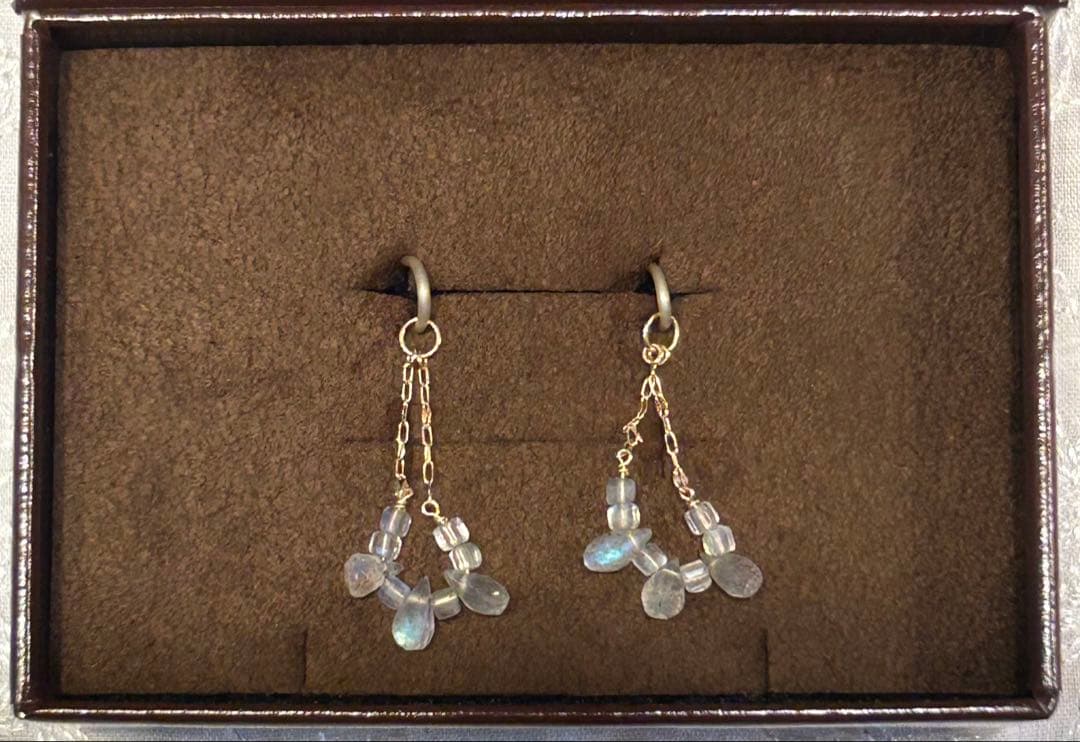 【完売品】 agete アガットK10ラブラドライトピアスチャーム 販売証明書