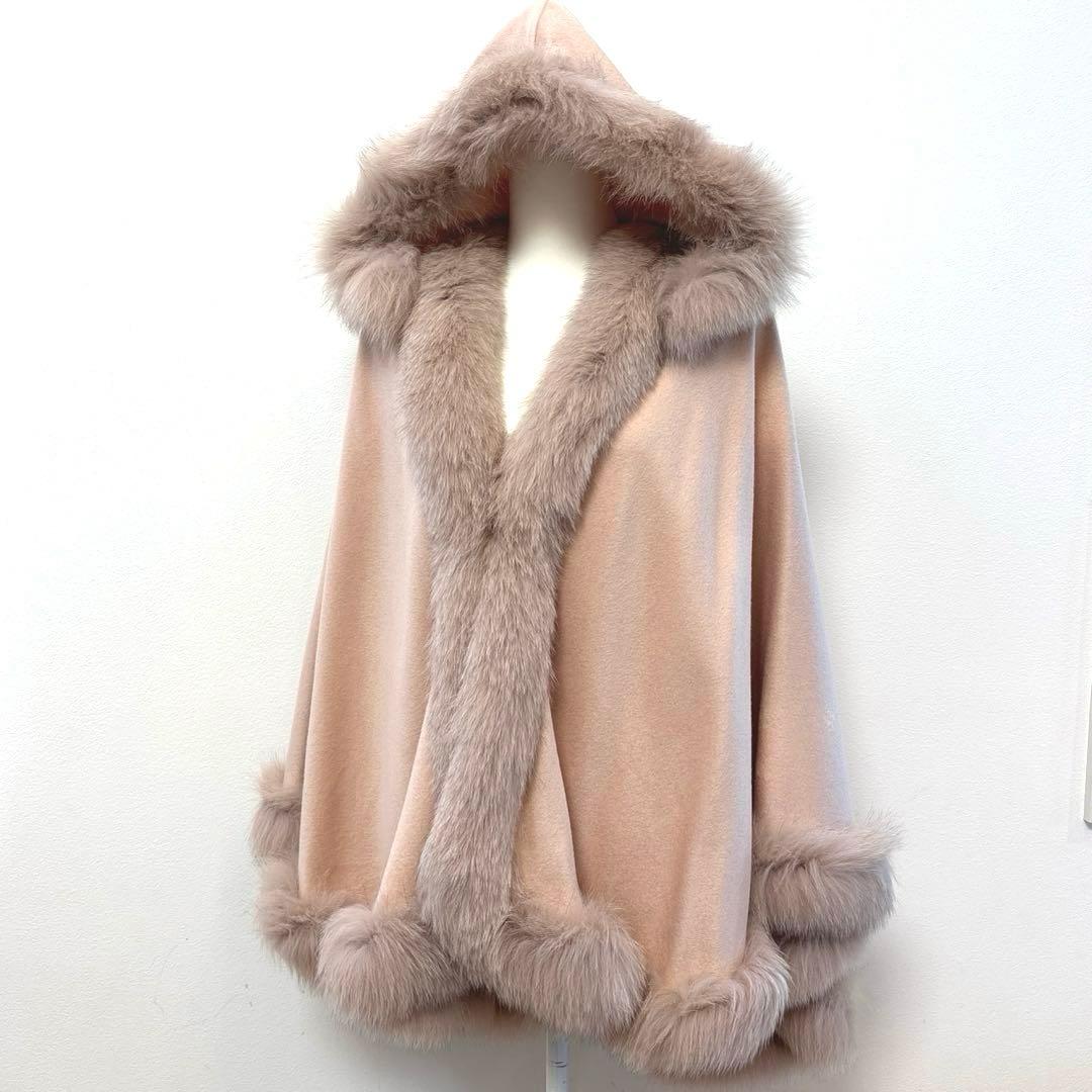 JEAN-LOUIS SCHERRER カシミヤ フォックス ケープ ポンチョ