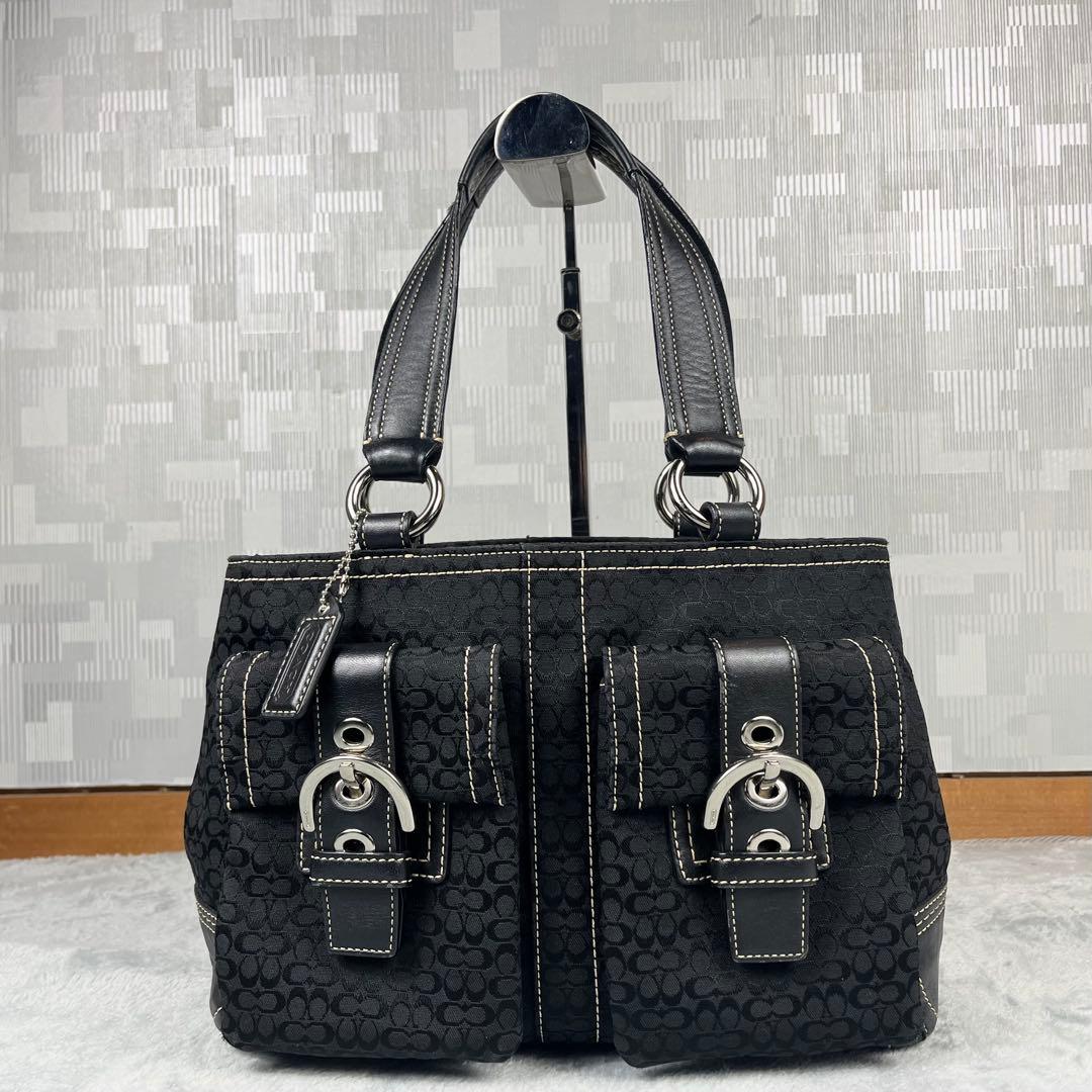 バッグ Coach Signature Soho Hand Bag Black