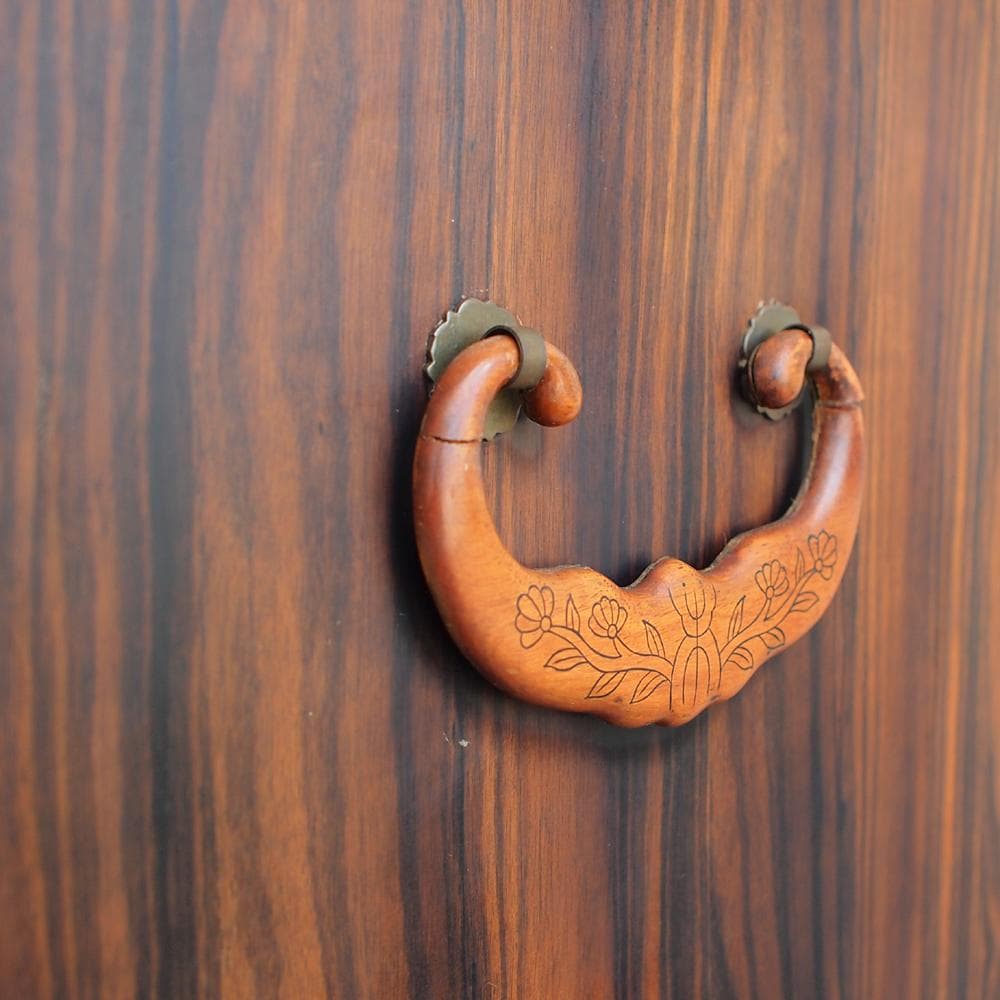 木象嵌 唐木無垢材 3段チェスト 鍵無 寄木