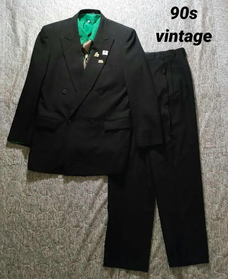 90s ヴィンテージスーツ ダブル セットアップ 5点セット ボックスシルエット