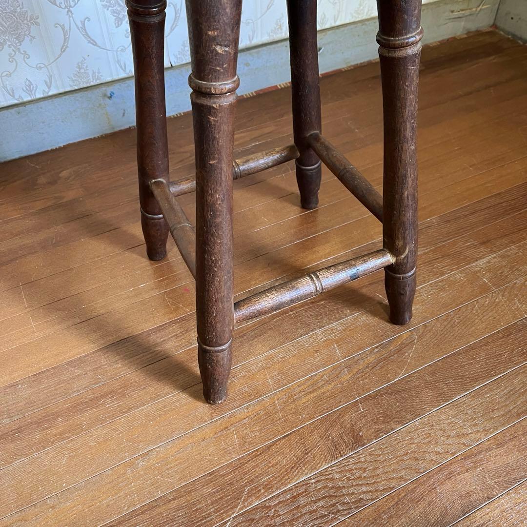 【アンティーク】木製 スツール 丸椅子 花台 昭和レトロ 古道具 古民家 古家具