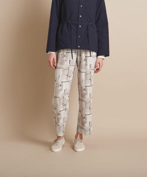 美品 スティーブンアラン 2,2万円 総柄パンツ グレー系 テーパードパンツ E