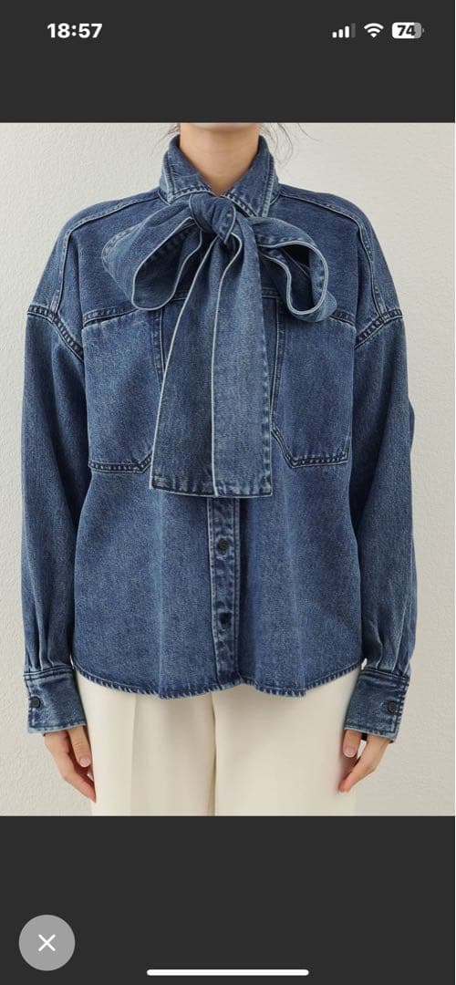 現行　デニムボウタイシャツ　ウィムガゼット