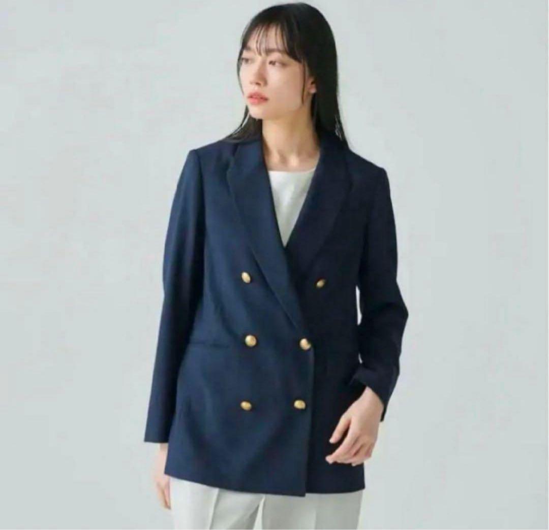 プラステ PLST ダブルブレストジャケット 紺ブレ 金釦 ブレザー ネイビー